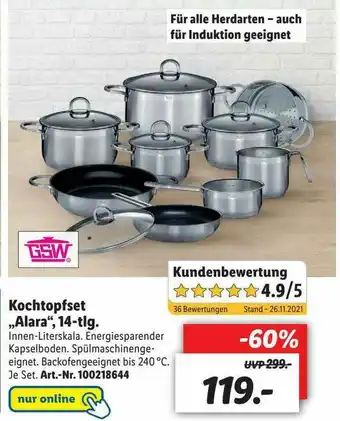 Lidl Gsw Kochtopfset Alara 14tlg Angebot