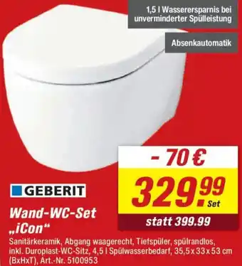 toom Baumarkt GEBERIT Wand-WC-Set ,,iCon" Angebot