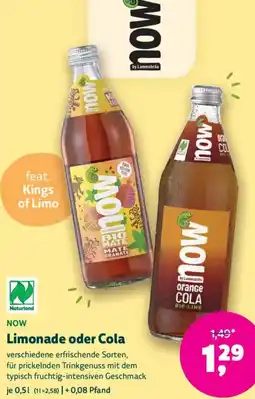 Biomarkt NOW Limonade oder Cola Angebot