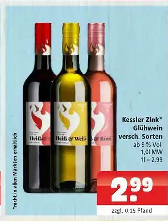 Getränkehaus Kessler Zink Glühwein Verschiedene Sorten Angebot