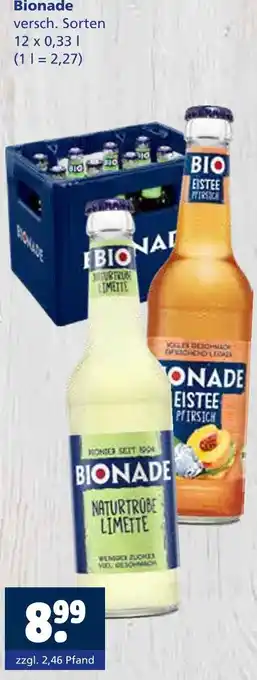 Getränkewelt Bionade bio eistee pfirsich oder naturtrübe limette Angebot