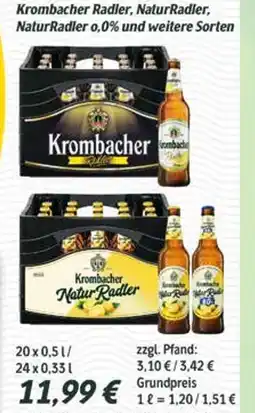 Getränkeparadies Gefromm Krombacher radler, naturradler, naturradler 0,0% und weitere sorten Angebot