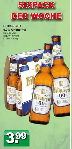 Getränkeparadies Gefromm Bitburger 0,0% alkoholfrei Angebot