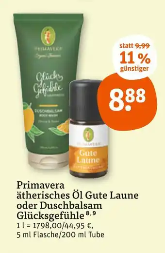 tegut Primavera ätherisches öl oder duschbalsam Angebot