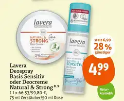 tegut Lavera deospray basis sensitiv oder deo creme natural & strong Angebot
