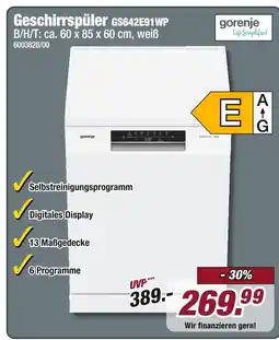 Poco Gorenje geschirrspüler gs642e91wp Angebot
