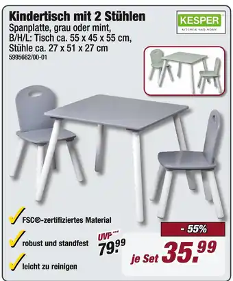Poco Kesper kindertisch mit 2 stühlen Angebot