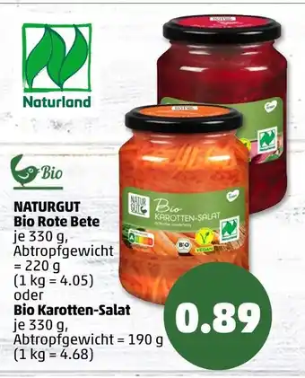 PENNY Naturland, naturgut, bio bio rote bete oder bio karotten-salat Angebot