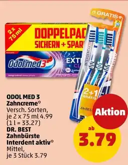 PENNY Odol med 3 oder dr. best zahncreme oder zahnbürste interdent aktiv Angebot
