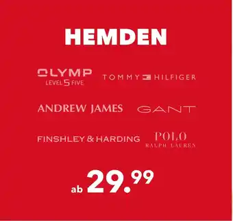 Peek & Cloppenburg Olymp, tommy hilfiger, andrew james, gant, finshley & harding, polo ralph lauren hemden Angebot