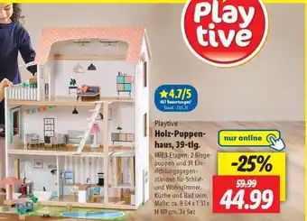 Lidl Playtive Holz-Puppenhaus, 39-tlg Angebot