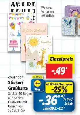 Lidl crelando Sticker/ Grußkarte Angebot