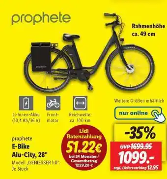 Lidl prophete E-Bike Alu-City, 28 Angebot