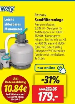 Lidl Bestway Sandfilteranlage Angebot