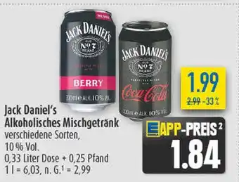 diska Jack daniel's jack daniel's alkoholisches mischgetränk Angebot