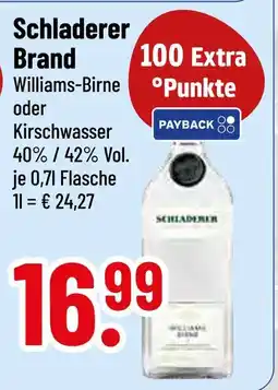 trinkgut Schladerer brand williams-birne oder kirschwasser Angebot