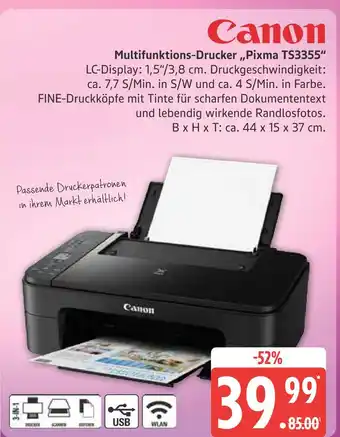 Marktkauf Canon multifunktions-drucker „pixma ts3355“ Angebot