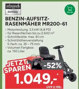 Marktkauf Scheppach benzin-aufsitz-rasenmäher mr200-61 Angebot
