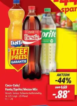 Lidl Coca-Cola / Fanta / Sprite / Mezzo Mix Angebot