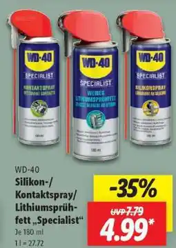 Lidl WD-40 Silikon-/Kontaktspray/Lithiumsprühfett „Specialist“ Angebot