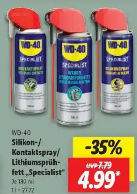 Lidl WD-40 Silikon-/Kontaktspray/Lithiumsprühfett „Specialist“ Angebot