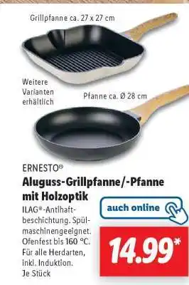 Lidl ERNESTO Aluguss-Grillpfanne/-Pfanne mit Holzoptik Angebot