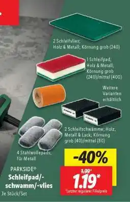 Lidl PARKSIDE Schleifpad/-schwamm/-vlies Angebot