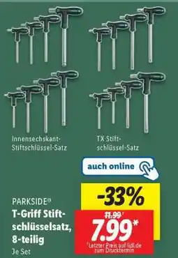 Lidl PARKSIDE T-Griff Stiftschlüsselsatz, 8-teilig Angebot