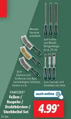 Lidl PARKSIDE Feilen-/Raspeln-/Drahtbürsten-/Stechbeitel Set Angebot