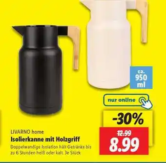 Lidl LIVARNO home Isolierkanne mit Holzgriff Angebot