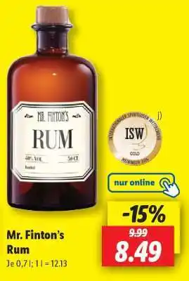 Lidl Mr. Finton’s Rum Angebot