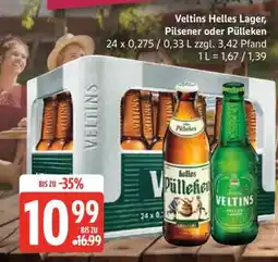 Edeka Veltins Helles Lager, Pilsener oder Pülleken Angebot