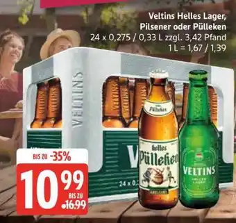 Edeka Veltins Helles Lager, Pilsener oder Pülleken Angebot
