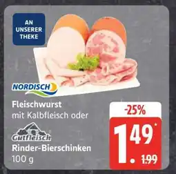 Edeka Fleischwurst mit Kalbfleisch oder Rinder-Bierschinken Angebot