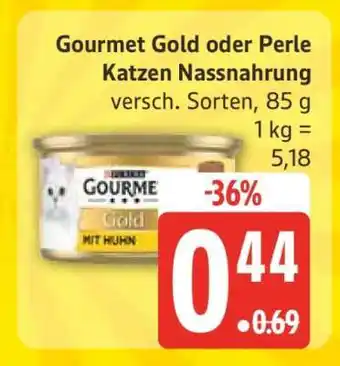Edeka Gourmet Gold oder Perle Katzen Nassnahrung Angebot