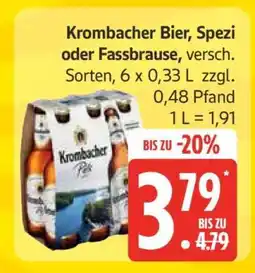 Edeka Krombacher Bier, Spezi oder Fassbrause Angebot
