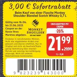 Edeka Monkey Shoulder Blended Scotch Whisky 0,7 L Angebot