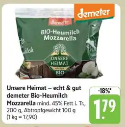 Edeka Unsere Heimat – echt & gut demeter Bio-Heumilch Mozzarella Angebot