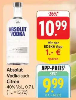 Edeka Absolut Vodka auch Citron Angebot