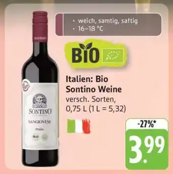 Edeka Italien: Bio Sontino Weine Angebot