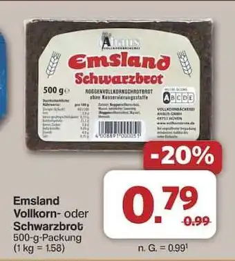 Famila Nord Ost Emsland Vollkorn- oder Schwarzbrot Angebot