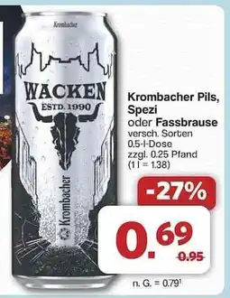 Famila Nord Ost Krombacher Pils, Spezi oder Fassbrause Angebot