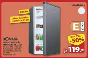 Famila Nord Ost BOMANN Kühlschrank mit Frostfach KS 7257 Angebot