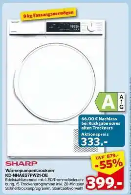 Famila Nord Ost SHARP Wärmepumpentrockner KD-NHA8S7PW21-DE Angebot