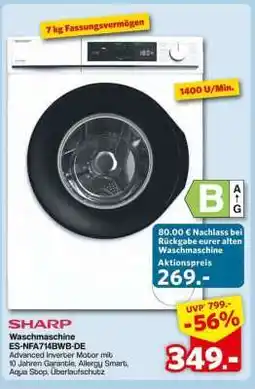 Famila Nord Ost SHARP Waschmaschine ES-NFA714BWB-DE Angebot