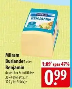 Famila Nord Ost Milram Burlander oder Benjamin Angebot