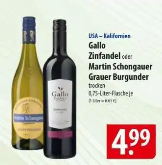 Famila Nord Ost Gallo Zinfandel oder Martin Schongauer Grauer Burgunder Angebot