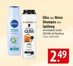 Famila Nord Ost Gliss oder Nivea Shampoo oder Spülung Angebot