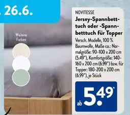 Aldi Süd NOVITESSE Jersey-Spannbetttuch oder -Spannbetttuch für Topper Angebot