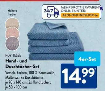 Aldi Süd NOVITESSE Hand- und Duschtücher-Set Angebot